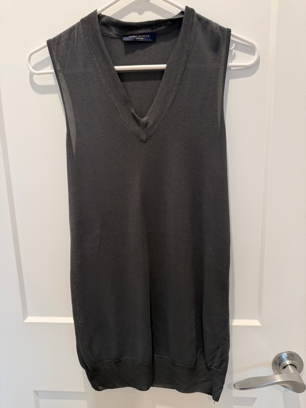Piazza Sempione Dark Gray V-Neck Knit Tank